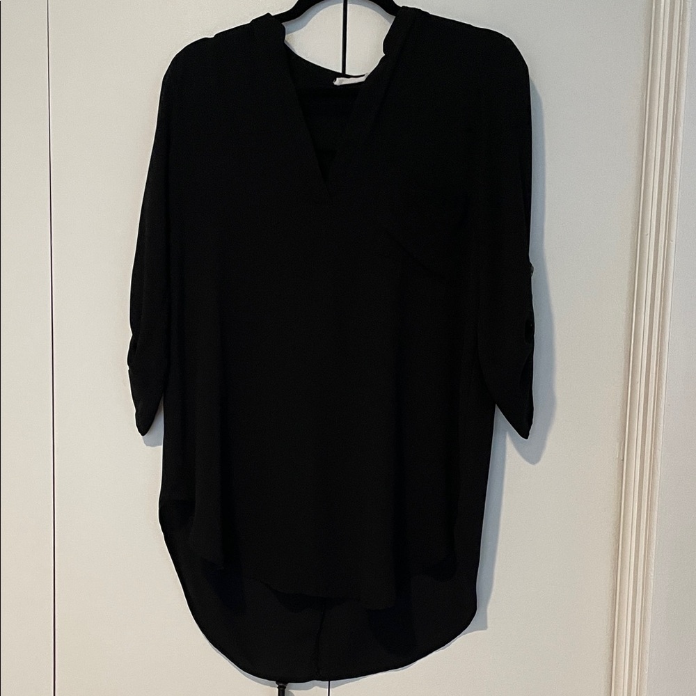 Lush Black V-Neck Blouse